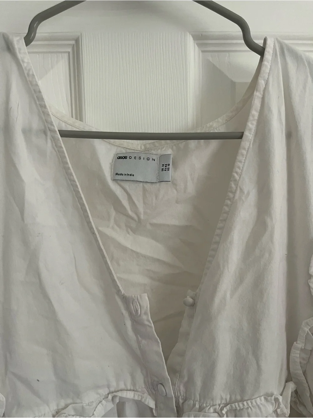 ASOS White Ruffle-Trim Mini Dress - Picture 2 of 3